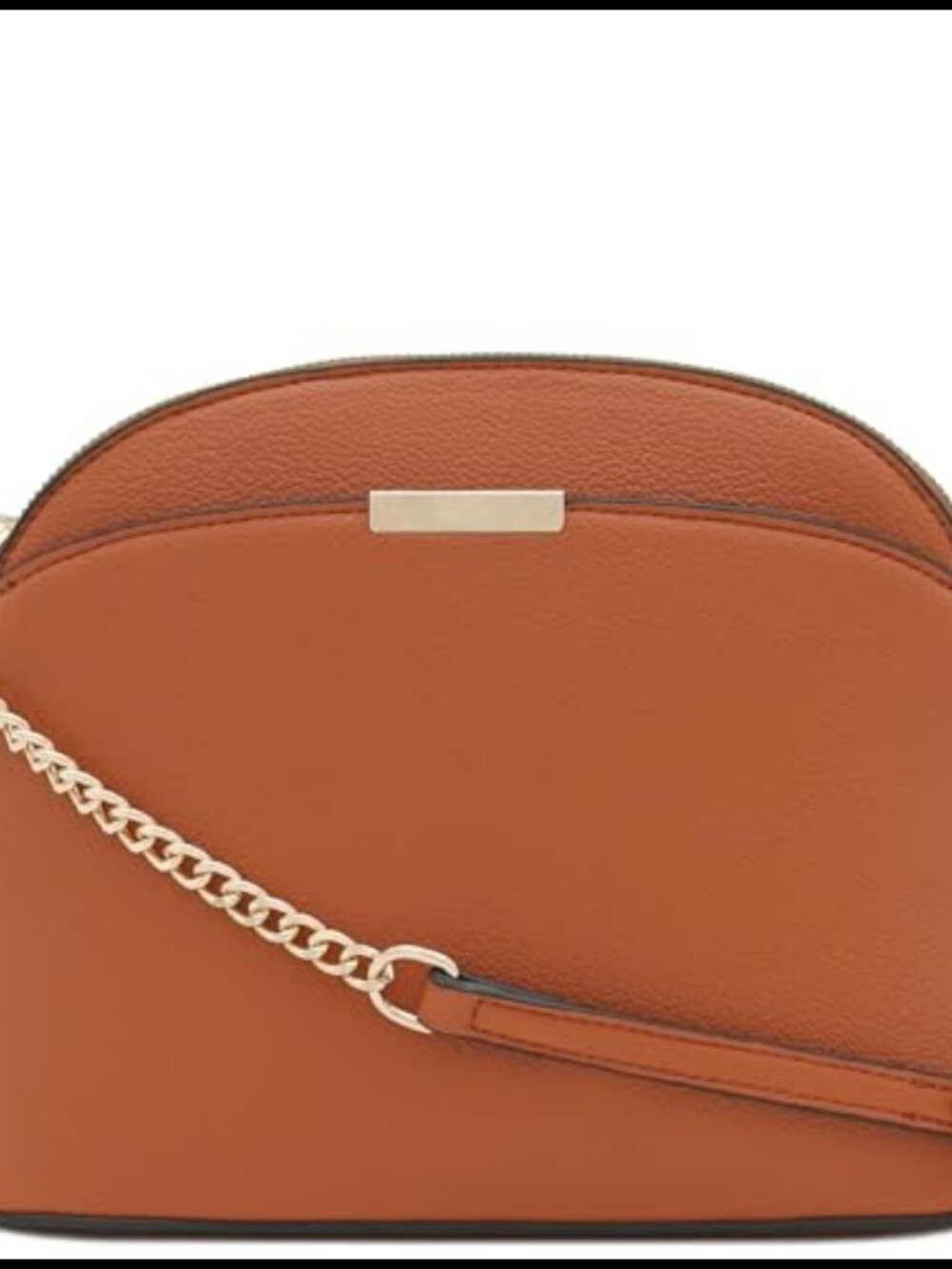 Faux Leather Dome Crossbody Bag Chain Strap Adjustable